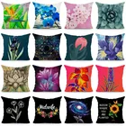 С цветочным рисунком, с рисунком в виде картины наволочки льняная Подушка Чехол дома диван квадратная Декоративная Наволочка на подушку для 45X45cm BZT008