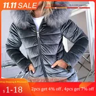 Женская куртка с хлопковой подкладкой, теплая Базовая куртка, батальных размеров 4XL, зимняя, с меховым капюшоном-воротником