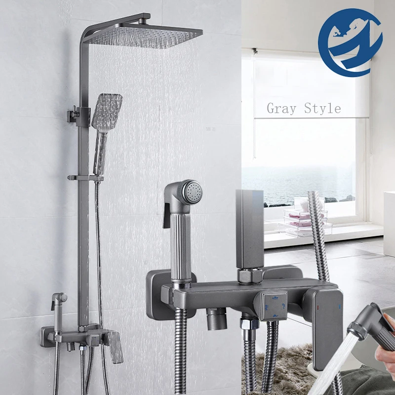 Серый Термостатический смеситель для душа ванной комнаты биде тропического