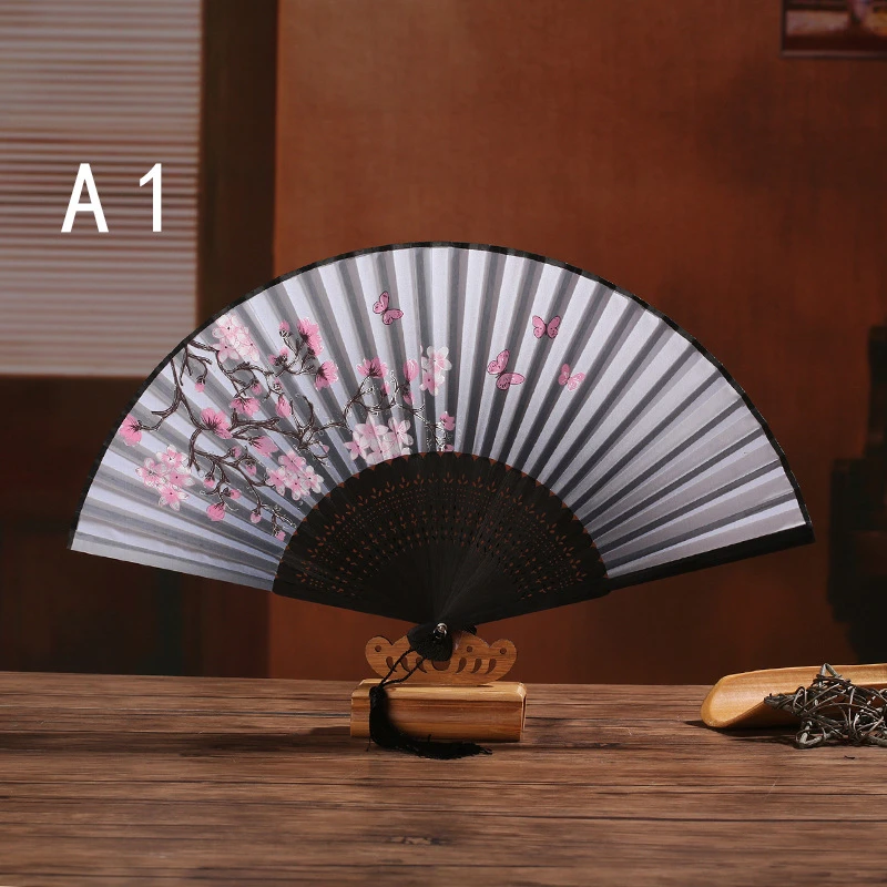 Летний винтажный цветочный принт бамбуковый складной ручной Шелковый веер в