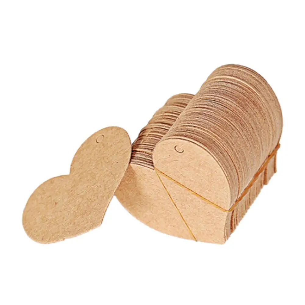 50 шт./лот круглые в форме сердца белые черные коричневые крафт бумаги бирки