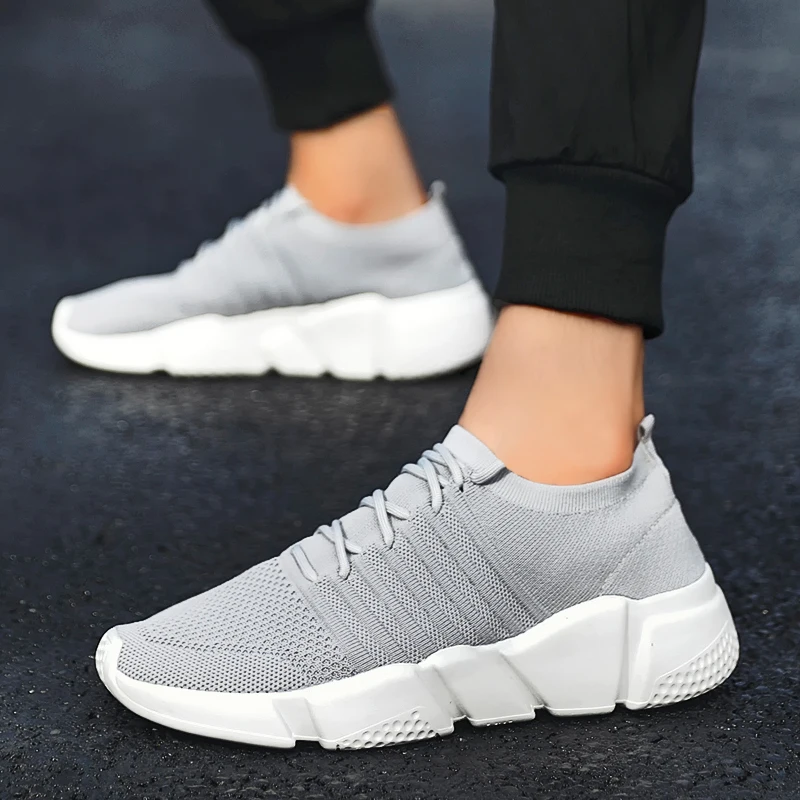 Кроссовки мужские сетчатые дышащие удобная спортивная обувь для ходьбы и бега