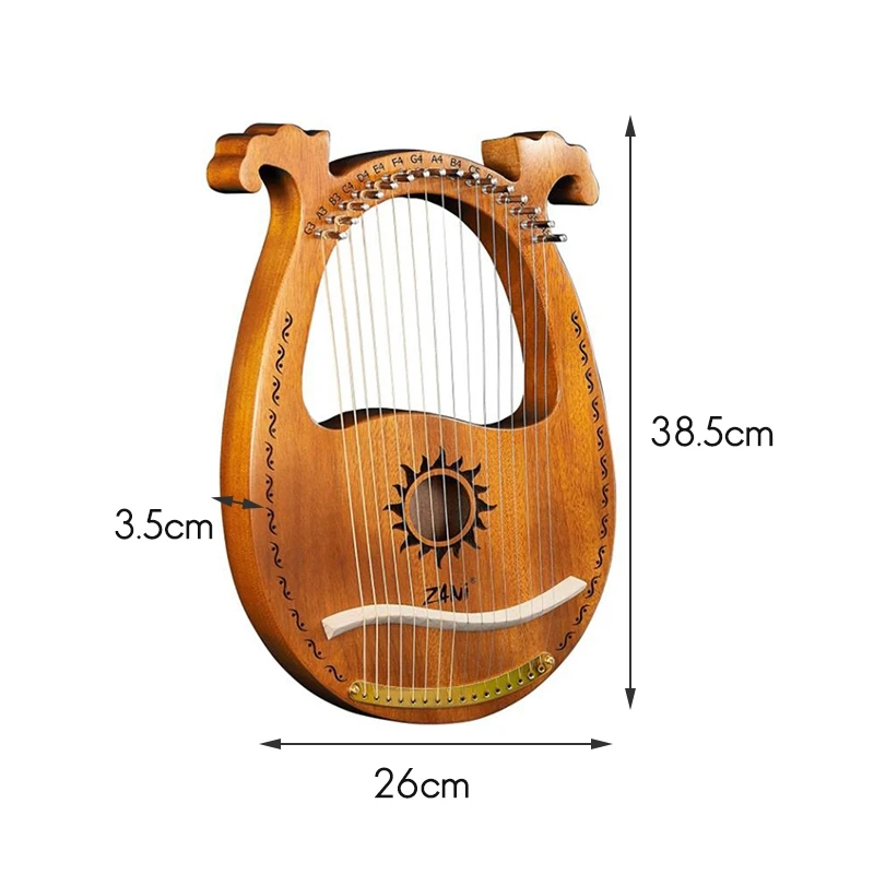 ZANi Lyre Harp 16 струнная деревянная уникальные узоры резные телефонные символы для