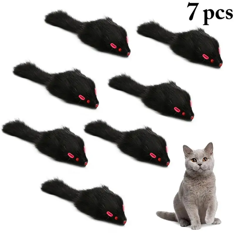 7Pcs/Set Mouse Shape Cat Toys Realistic Funny Cat Play Mouse Kitten Chew Mouse Pet Play Toy Pet Supplies Cat Favors