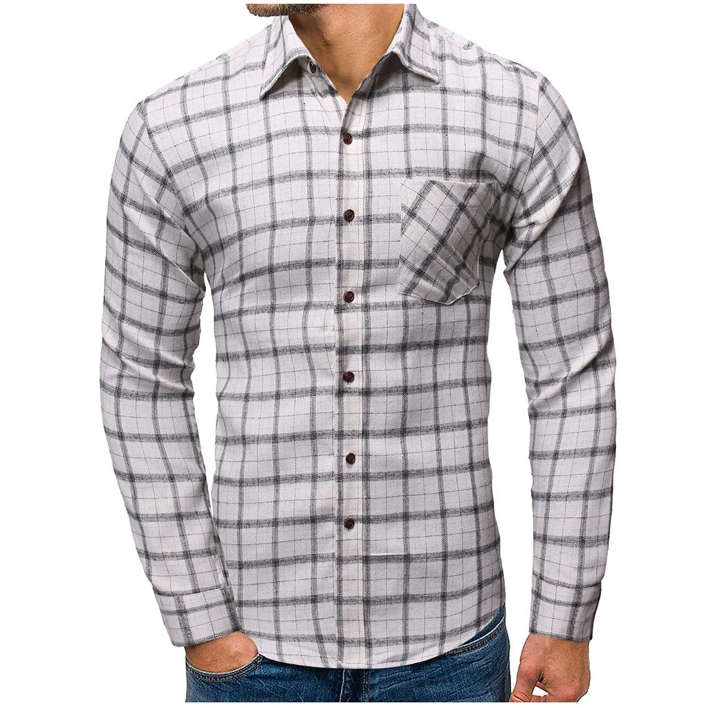 SAGACE высокое качество модная мужская повседневная клетчатая рубашка с длинными