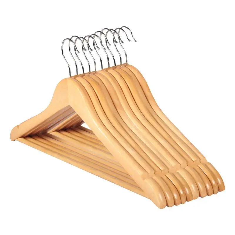 

10pcs Solid Wood Hanger Non-Slip Hangers Clothes Hangers Shirts Sweaters Dress Hanger Drying Rack Traceless Clothes Hanger