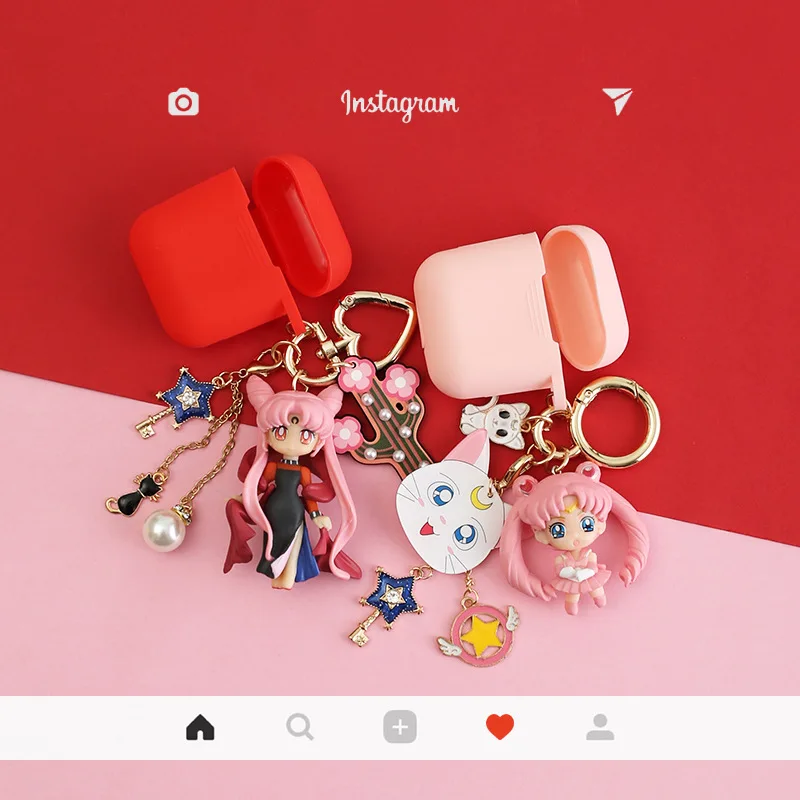 Sailor Moon Tsukino Usagi Silcone защитный чехол Брелок Подвеска Аксессуары Bluetooth беспроводной чехол для наушников