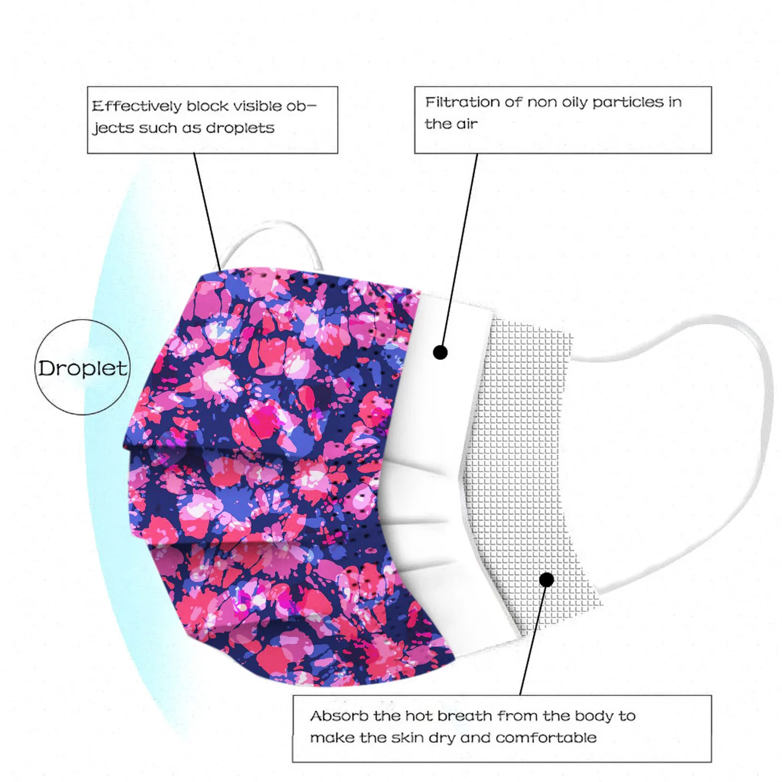 10 шт. одноразовые маски для лица с рисунком бабочек и пчелы