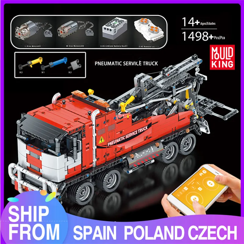 

MOULD KING 19001 Technical Motorized Pneumatic Service Truck Compatible 42008 Building Blocks Bricks Toys Kids Christmas Gifts