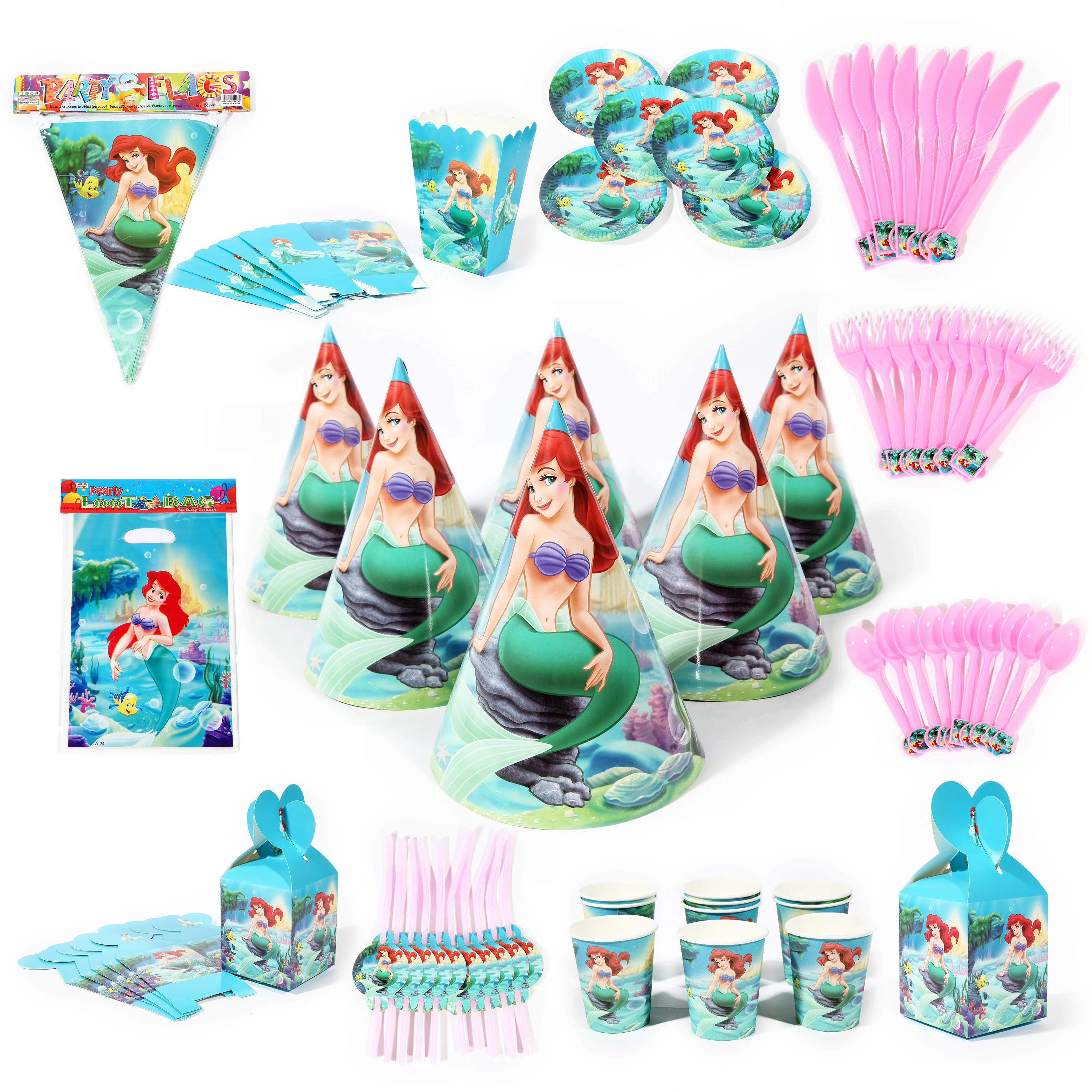 Ариэль Русалка флейта крышка украшение для вечевечерние детский день рождения