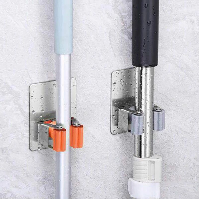 Wall Mounted Mop Organizer Storage Rack Stainless Steel Holder Brush Broom Hangers Mops Hook Kitchen Bathroom | Дом и сад