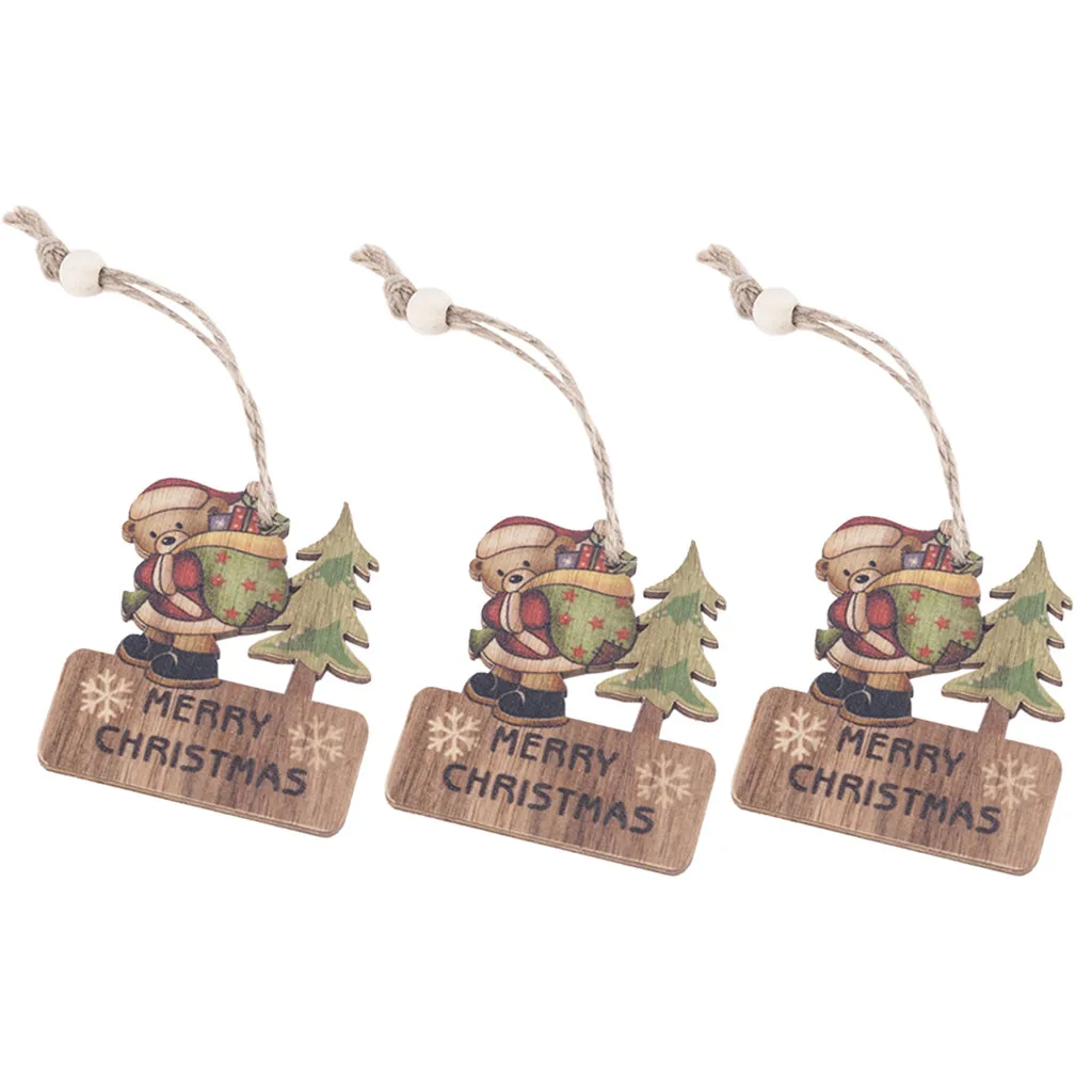 Creative Beaded wood pendants We Wish A Marry Christmas painted Ornament Wooden Hanging Xmas tree Decoration for Home | Дом и сад