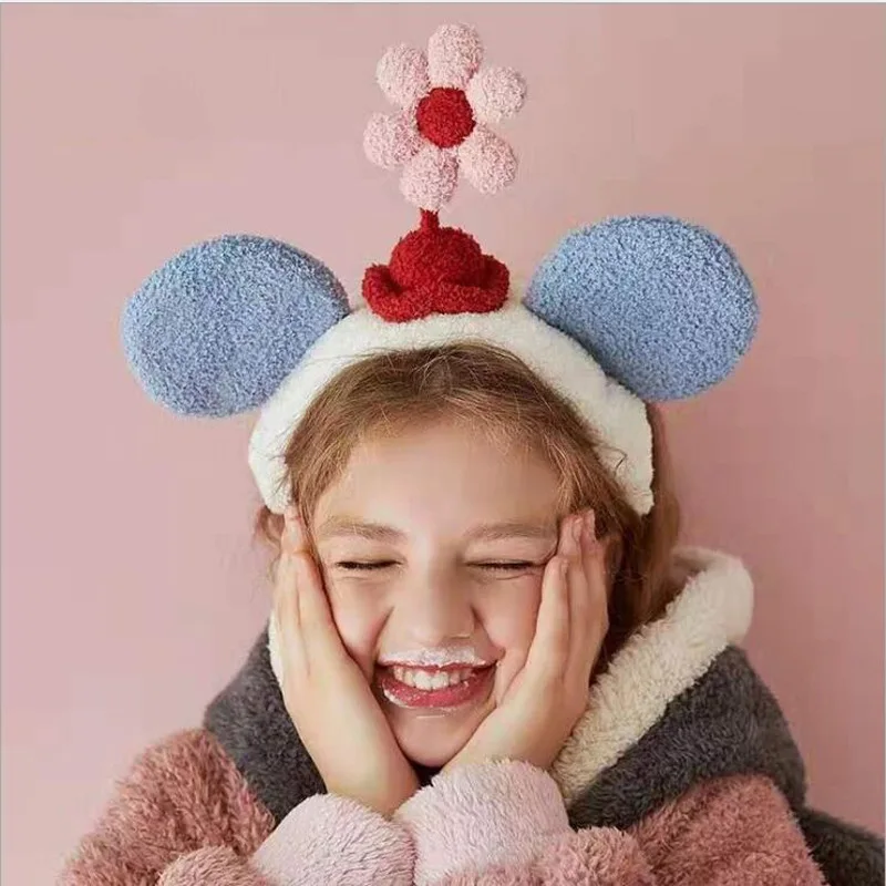 

Coral Fleece Small Flower Headbands Face Wash Hair Band Sweet Girl Cute Cartoon All-match Simple Hair Accessories for Women