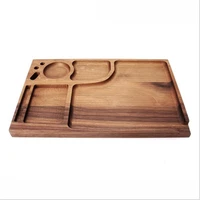 fashion walnut wood cigarette tray operation panel wooden tray walnut wood smoking accessories storage base wood storager trays