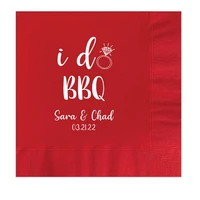 personalized napkins i do bbq barbecue monogram custom wedding candy dessert bar chocolate rustic country favor party paper