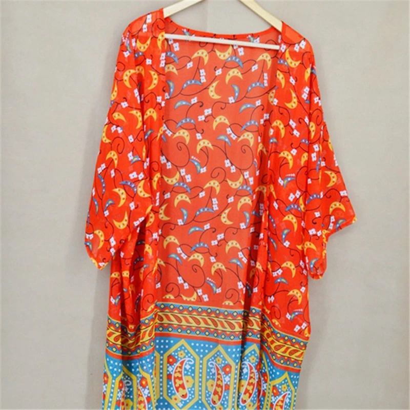 Новое поступление Пляжная накидка шифоновая длинная купальная одежда с принтом