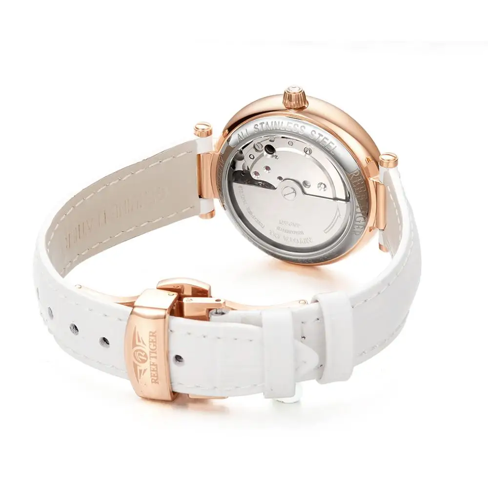 Reef Tiger / RT 2020 Luxury Automatic Watch Brands Rose Gold Steel Leather Strap Relogio Feminino RGA1587 | Наручные часы