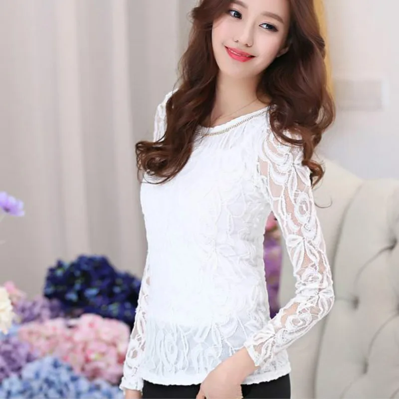 Элегантная винтажная женская рубашка с длинным рукавом вязанная крючком черная