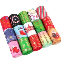 christmas satin ribbon christmas decoration printed tapes bows making gift wrapping diy crafts supplies sewing materials 75mm 2y