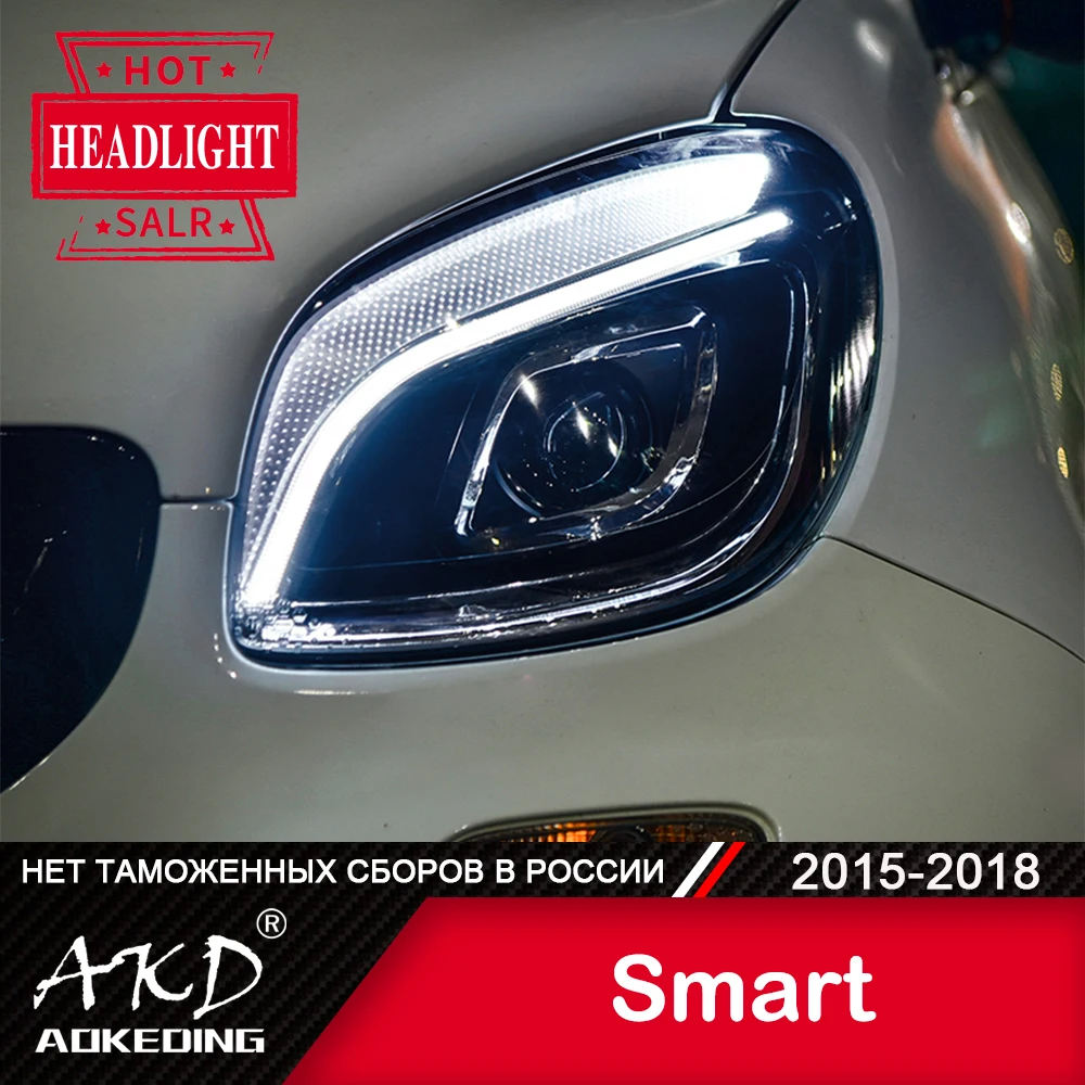 

For Car Smart 451 Head Lamp 2015-2018 Car Accessory Fog Lights Day Running Light DRL H7 LED Bi Xenon Bulb Smart 453 Headlights