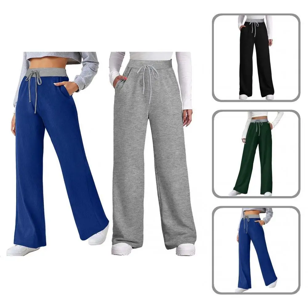 

Спортивные брюки, Осень-зима, женские свободные модные контрастные брюки на шнуровке