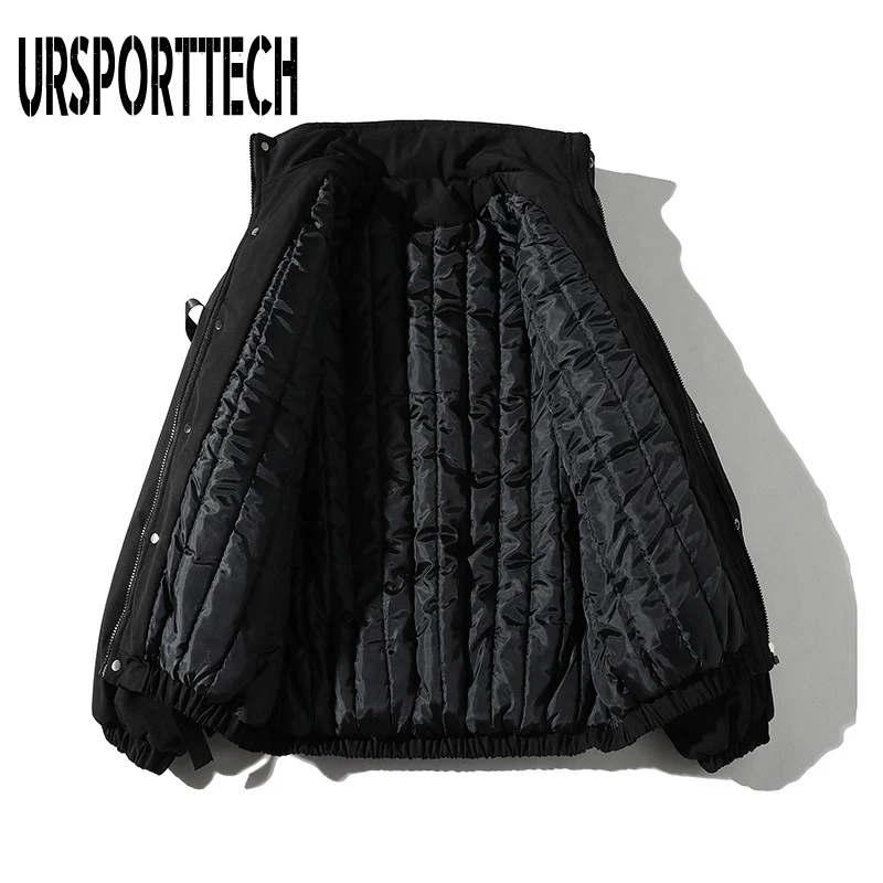 URSPORTTECH Winter Jacket Men Parak Casual Loose Winter Coat Male Thick Warm Couple Parkas Fashin Cotton Jackets Coats 709-M12