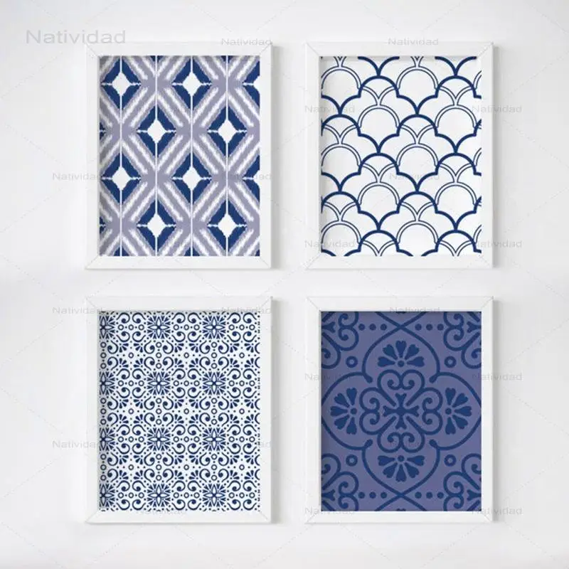 Тёмно-синий фон с рисунком настенная Картина на холсте коттедж стильный