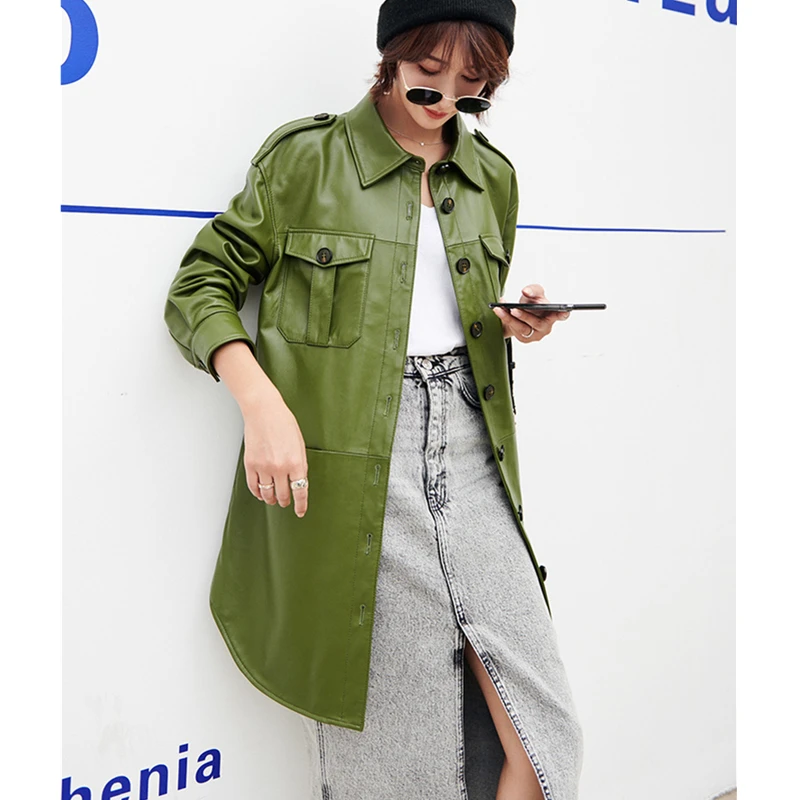 Модная куртка из натуральной кожи 2020 осенняя новинка Женское пальто настоящей