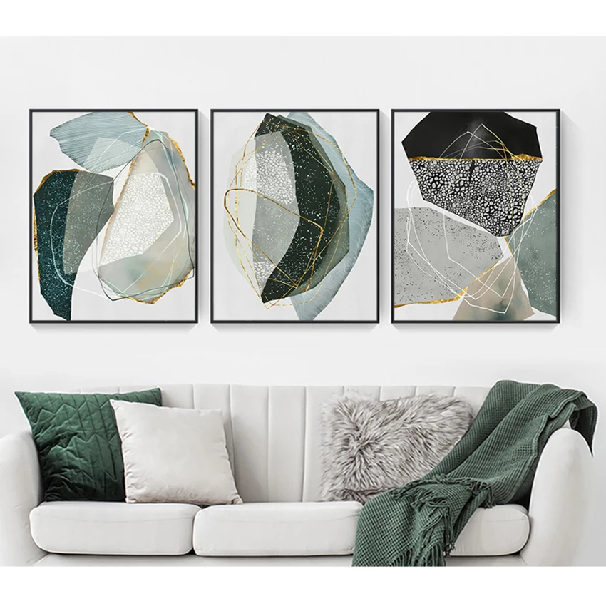 

Художественное изображение, искусство жикле для гостиной, домашний декор, абстрактный зеленый мрамор, геометрический Графический холст, фо...