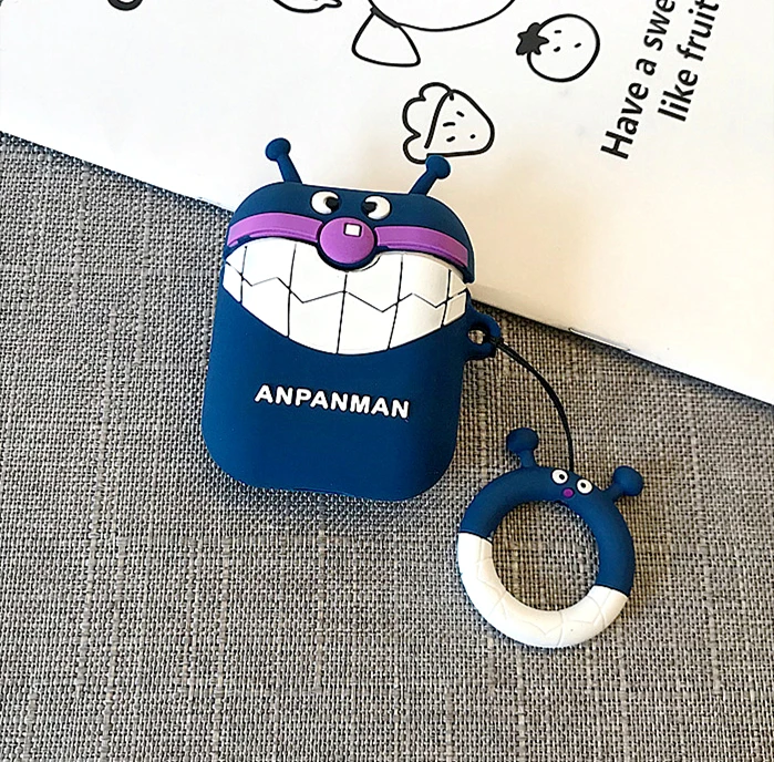 3D мультфильм Anpanman лягушка розовый силиконовый чехол для наушников для apple airpods защитные наушники Bluetooth крышка палец кольцо ремень