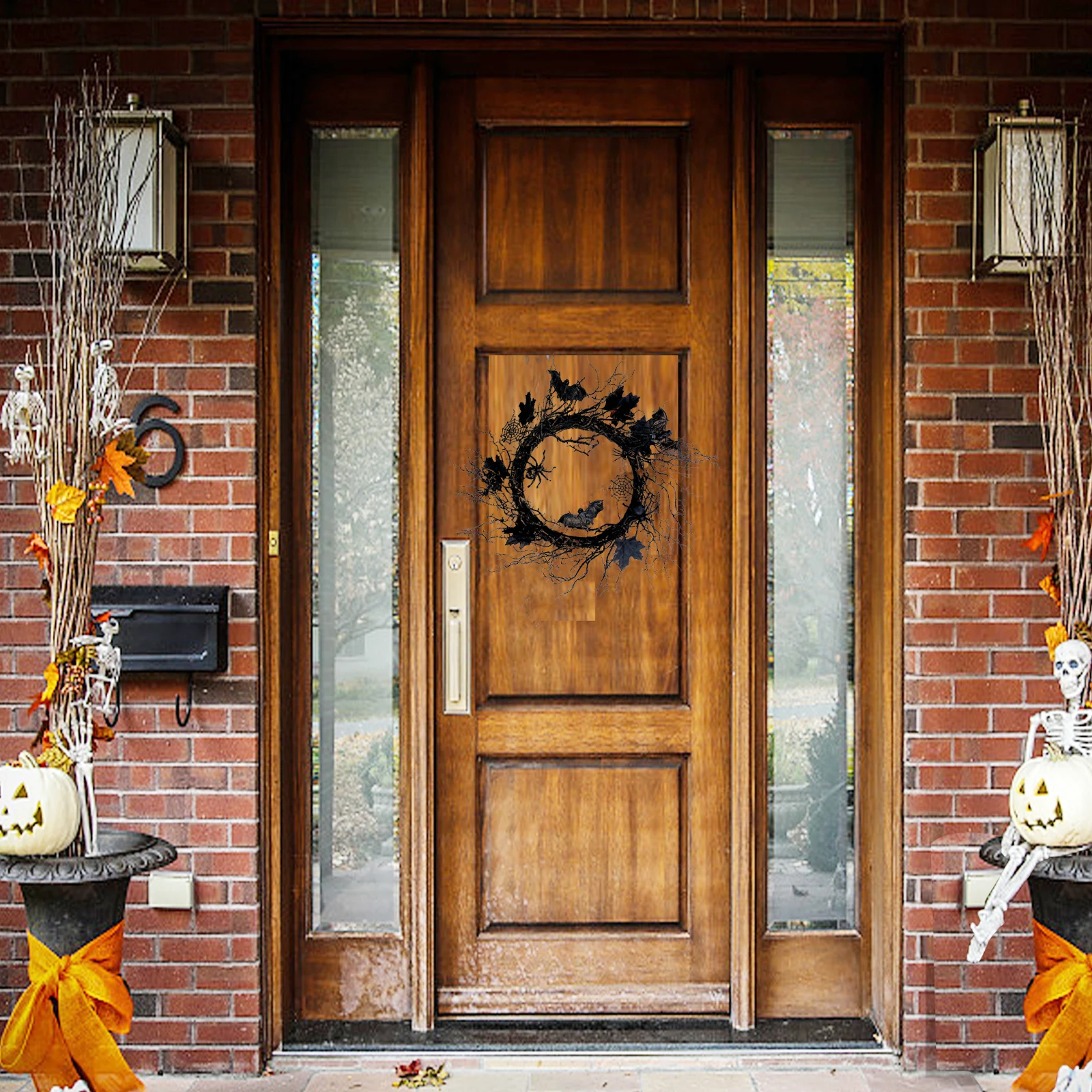 

2021 Halloween Artificial Holiday Wreath,Simulation Wreath Creepy Spider Web Bats For Front Door Showcase Decoration