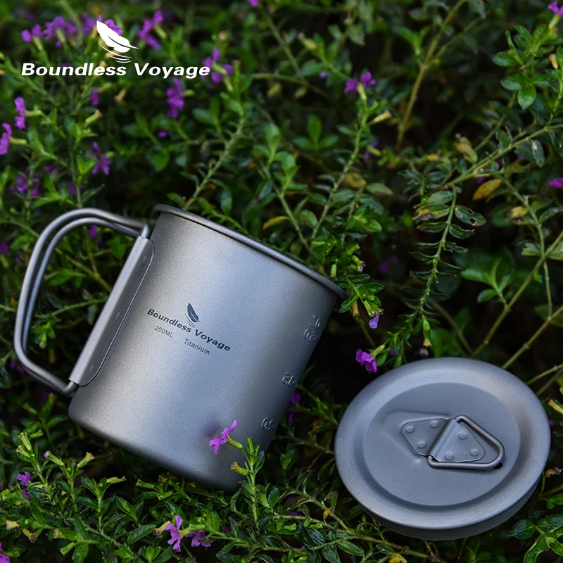 Безграничная титановая чашка для путешествий кофейная с крышкой Ультралегкая