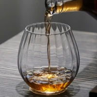 380ml flower bud striped wine glass fashion simple whiskey vodka sake shochu cup multi purpose bar family drinkware