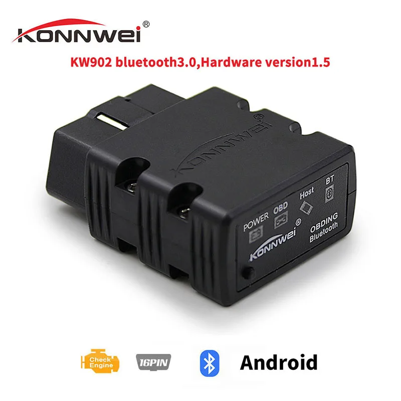 KONNWEI KW902 OBD2 Bluetooth ELM327 V1.5 сканер Интерфейс мини BT3.0 беспроводной диагностический