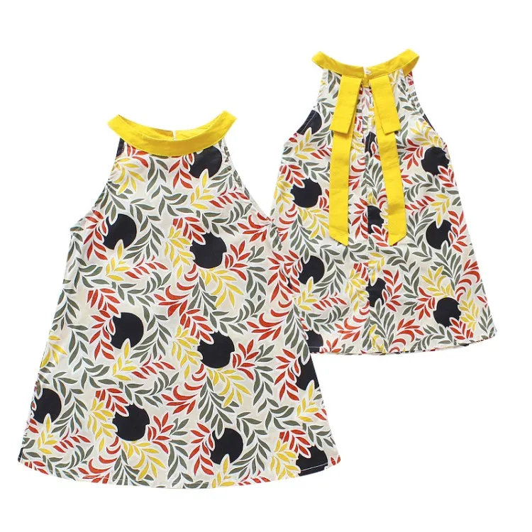 

Girls Summer New Fashion Crew Neck Dress Baby Print Princess Dresses Children Casual Sleeveless Colthes