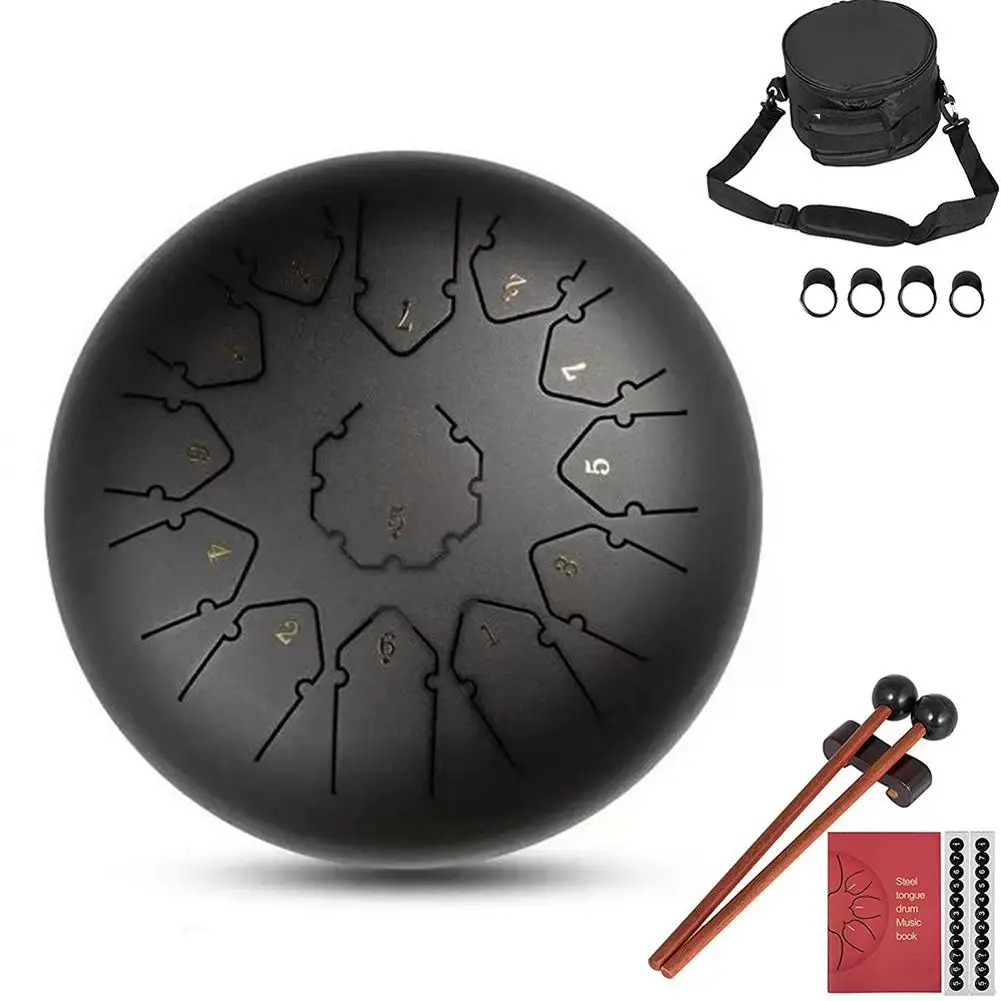 12 дюймов 13 нот Hangdrum Handpan стальной язык барабан с молотками музыкальная Книга сумка ударный инструмент для музыкальных терапевтов