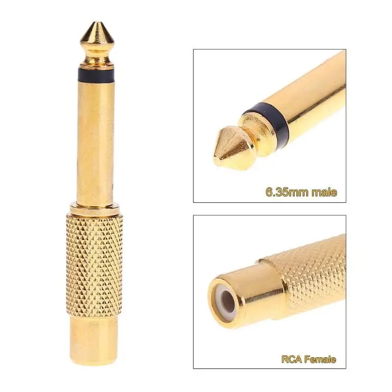 

1pc Gold Plated 6.35mm 1/4" Male Mono Plug to RCA Female 6.5mm Jack Audio Stereo Adapter Connector Plug Converter Sound Mixer
