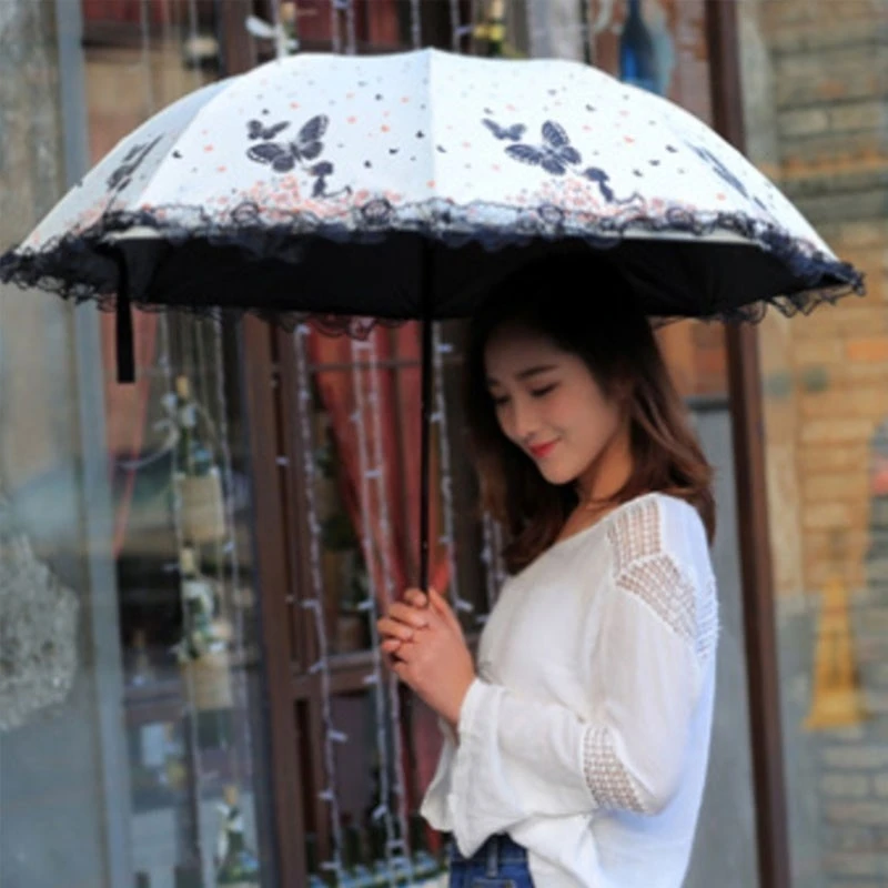 Миниатюрный Складной Зонт от дождя современный модный женский зонтик кружевной