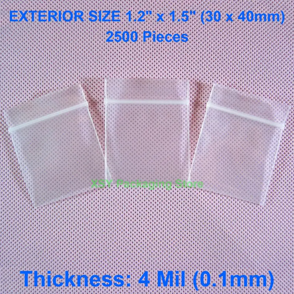 2500 штук 4 мил толстые Ziplock Сумки внешний размер 1," x 1,5"(30x40 мм) пластик на молнии с возможностью повторного закрывания поли самозакрывающийся Пакет мешков