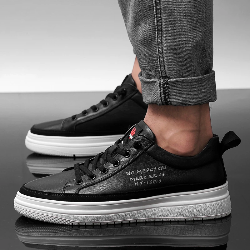 Мужские кроссовки из натуральной кожи повседневные прочная долговечная подошва