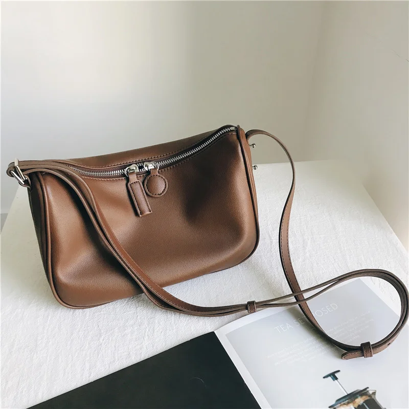 

Cow 2021 New Leather Ladies Hand Bags High Quality Double Zipper Shoulder Bags Vintage Crossbody Bags for Women Bolsas Feminina