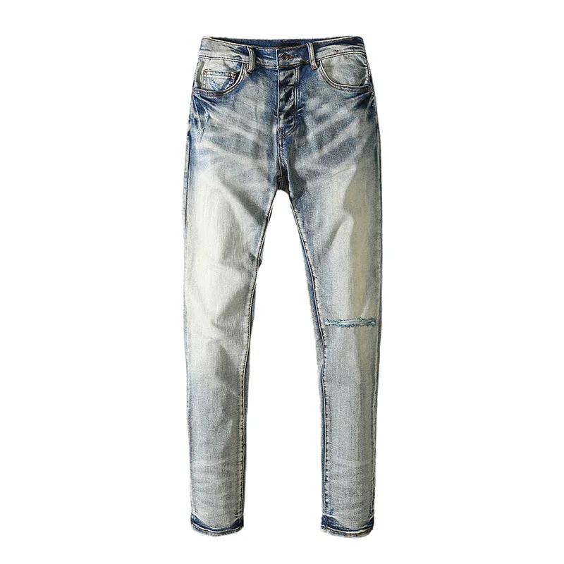 

Синие рваные джинсы марки High Street AMR 2021ss, уличная одежда Techwear Y2k Traf, женская одежда, мужские брюки