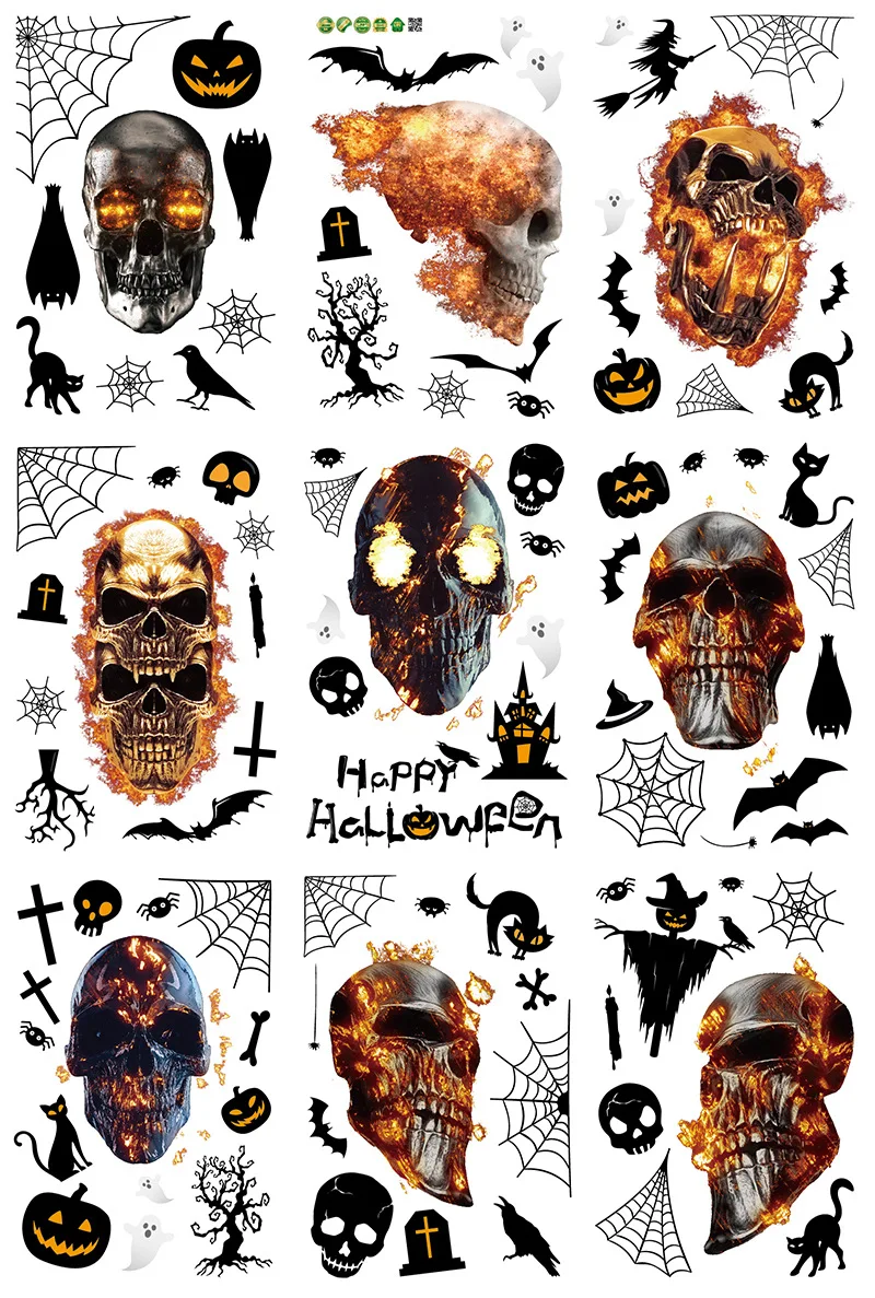 

Halloween Color Static Stickers Window Stickers Glue-free Shopping Mall Hotel Glass Stickers Ghost Festival Decorations