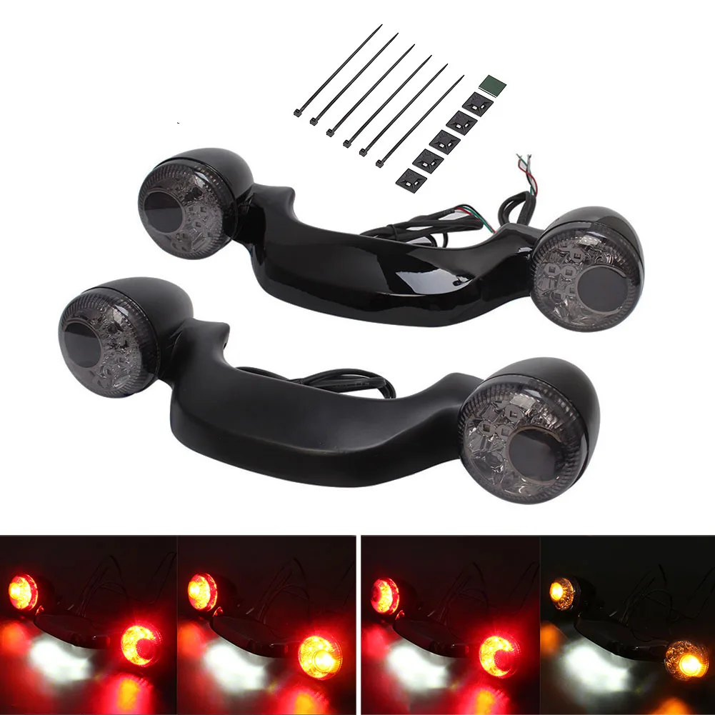 

Motorcycle LED Rear Turn Signal Brake Light Bar Lamp Gloss Black Smoke Lens For Harley Street Road Glide 2010-2019 Chrome/Black