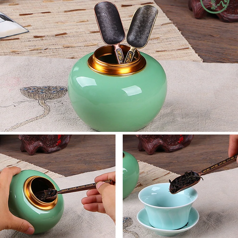 

Bronze Chinese Teaspoon Chinese Green Tea Scoop Spoon Leaves Chooser Holder Tea Accessories Tool For Chinese Kongfu Tea