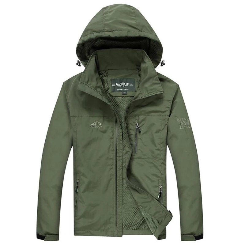 

Spring Autumn Jacket Coat Men Military Casual Loose Hooded Collar Breathable Mesh Liner Outerwear Quick Dry Jacket Men