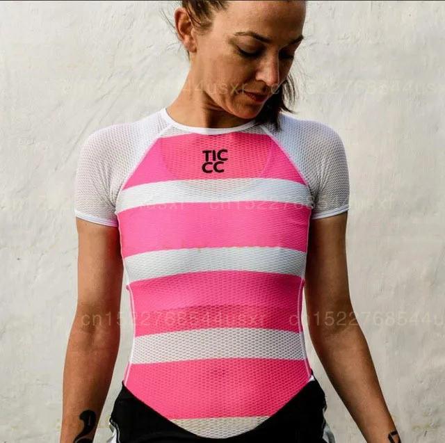 (Короткий рукав полоски Для женщин новый желтый и белый MTB цикл базовый слой 2019
