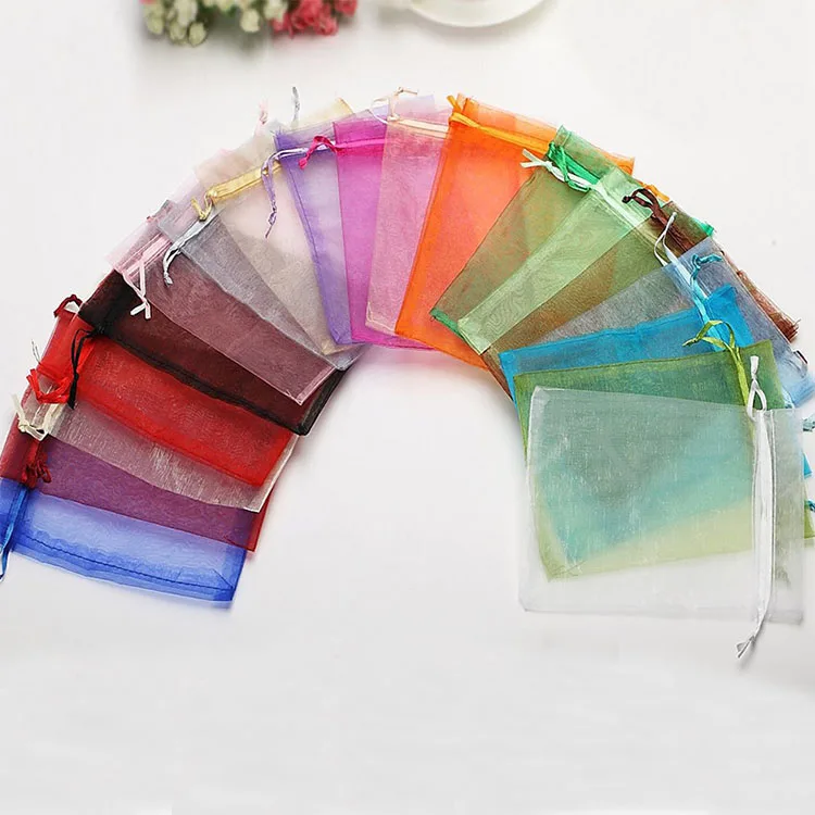 100pcs 5x7cm 7x9cm 9x12cm Organza Bags Wedding Party Candy Cake Gift Box Packaging Jewelry Display Drawstring Pouches | Дом и сад