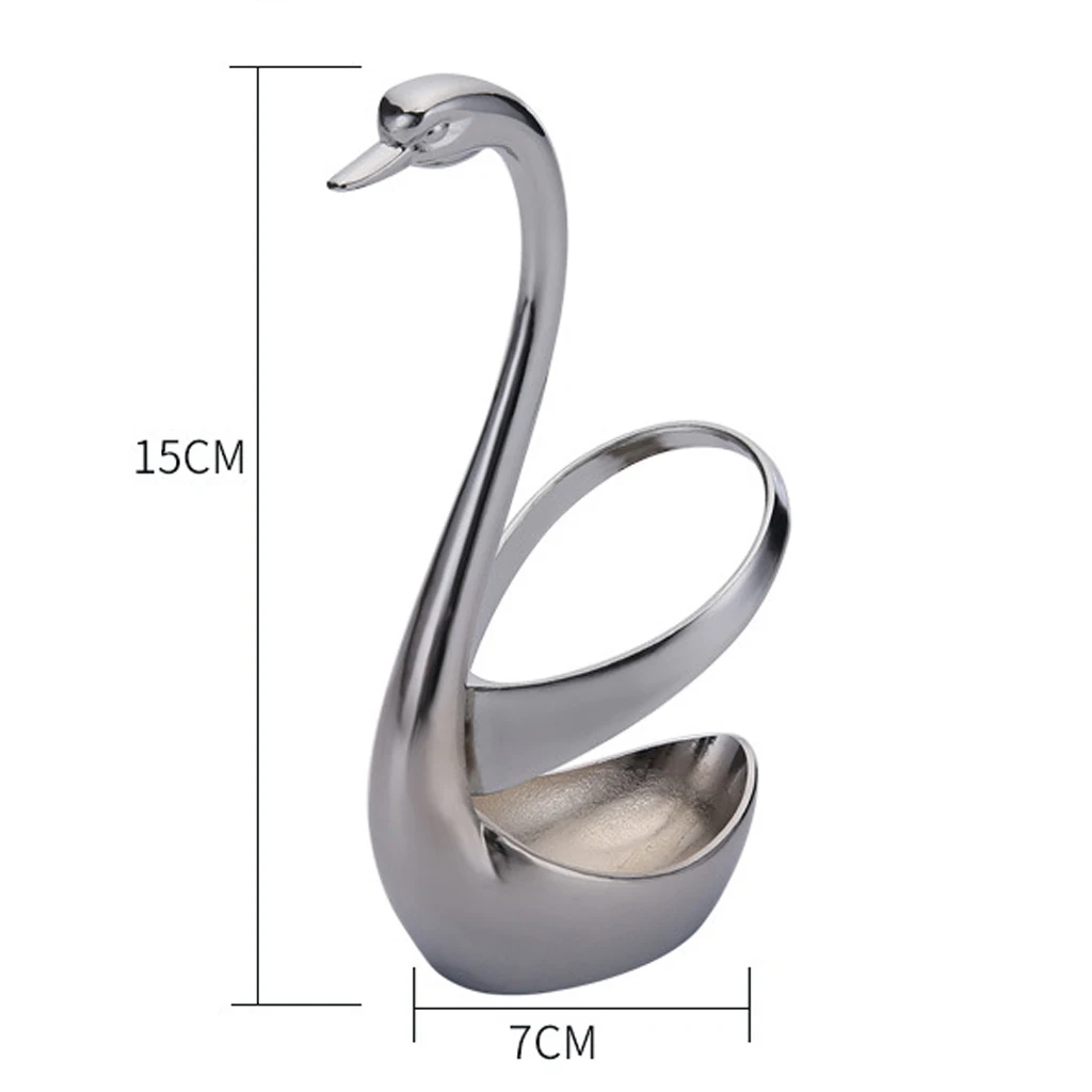 Вилка и ложка для фруктов из нержавеющей стали основание в виде лебедя кофе 3 шт.