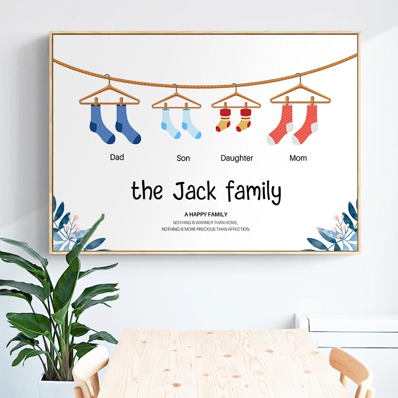 

Nordic Wall Art Canvas Painting Posters Prints WTQ Modern Personalised Family Name Custom Gift Children Room Decoration Pictures